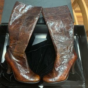 Bolo Tan Leather Cap Toe Zip Up  Tall 
Women's 7.5